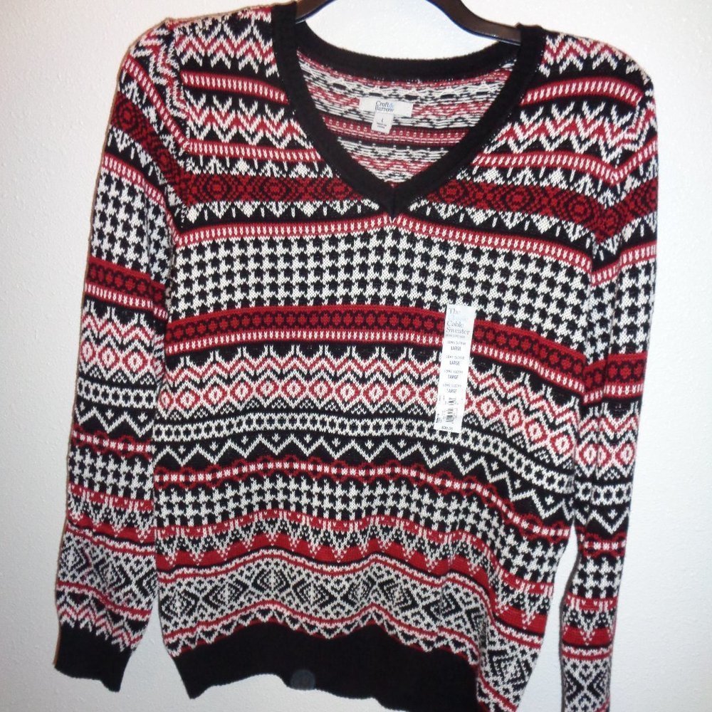 Croft & Barrow V Neck Sweater Size Large NWT